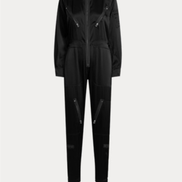 Polo by Ralph Lauren Women’s black satin flight suit. Size 14 - Picture 6 of 7